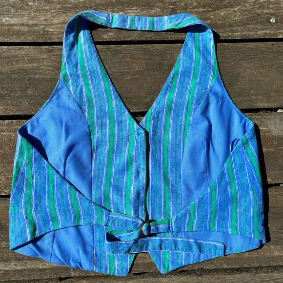 MANGO Linen stripe-print vest | Size L - Picture 6 of 13